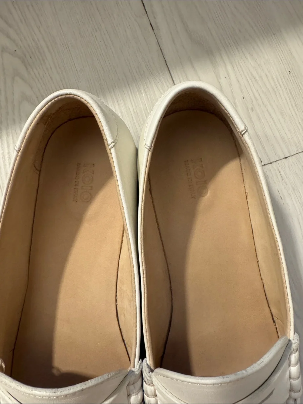 KOIO White Leather Penny Loafers for Women Genuine Italian Leather